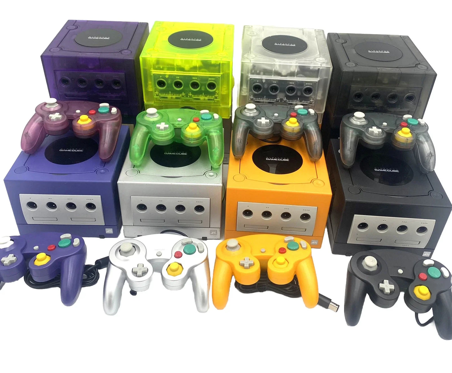 Nintendo GameCube Console NGC Console Various Colors + 4 Controller + Wires Bundle