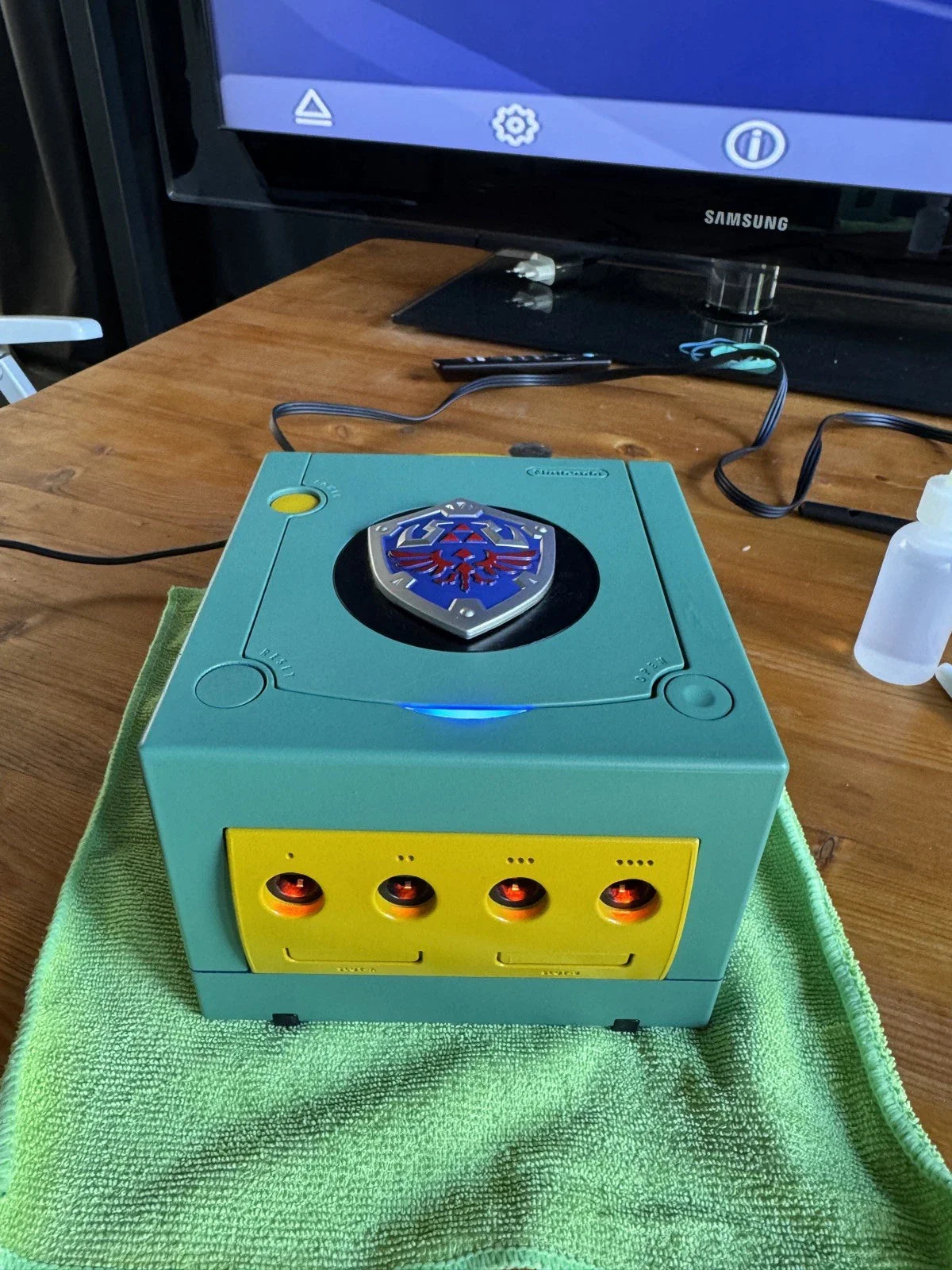 Puce personnalisée GameCube Zelda Link XENO MOD | Vert patine | Mod LED | HDMI