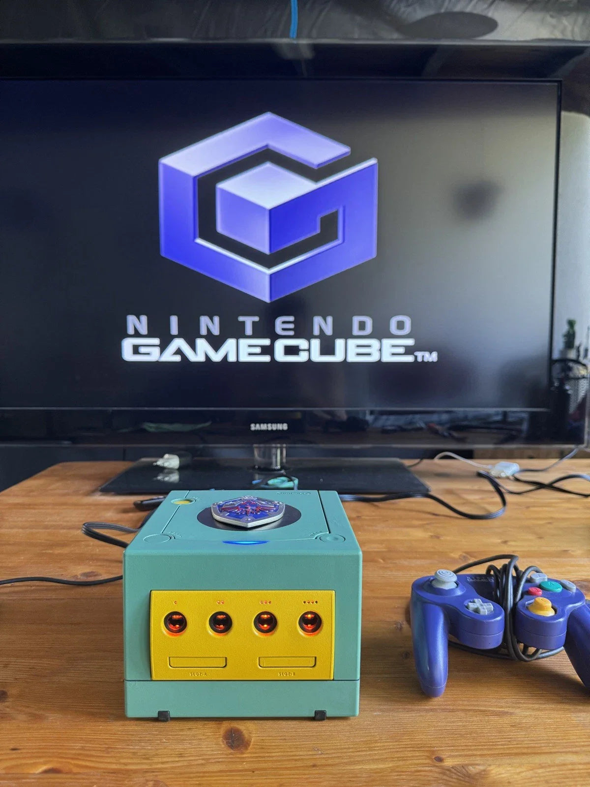 Puce personnalisée GameCube Zelda Link XENO MOD | Vert patine | Mod LED | HDMI