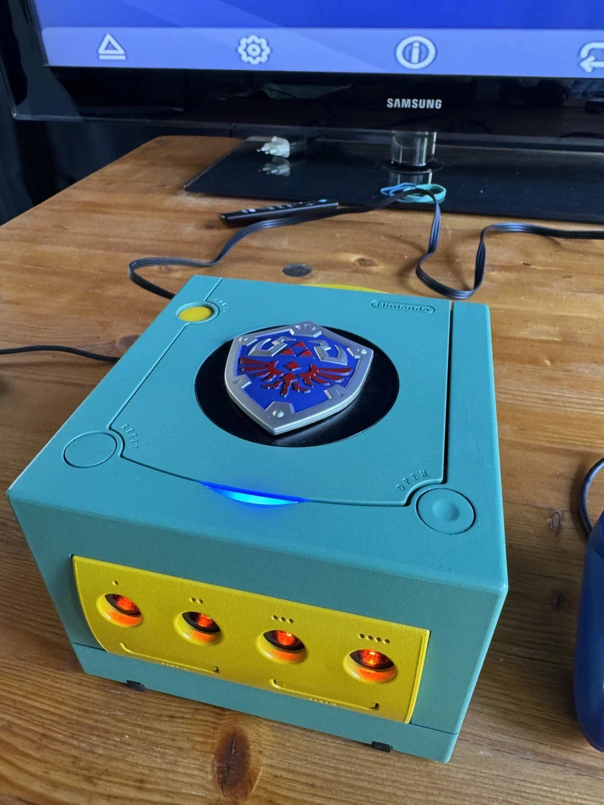 Puce personnalisée GameCube Zelda Link XENO MOD | Vert patine | Mod LED | HDMI